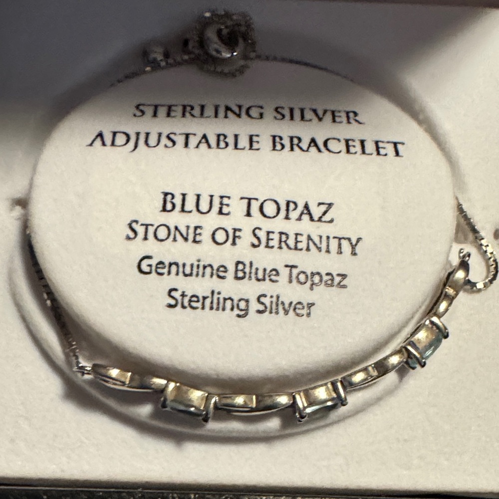 Elegant Sterling Silver Bracelet with Genuine Blue Topaz stones. EUC - Picture 6 of 6